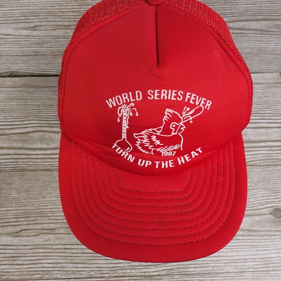 VINTAGE ST LOUIS CARDINALS WORLD SERIES FEVER 1987 80s TRUCKER SNAPBACK HAT CAP - Picture 4 of 11
